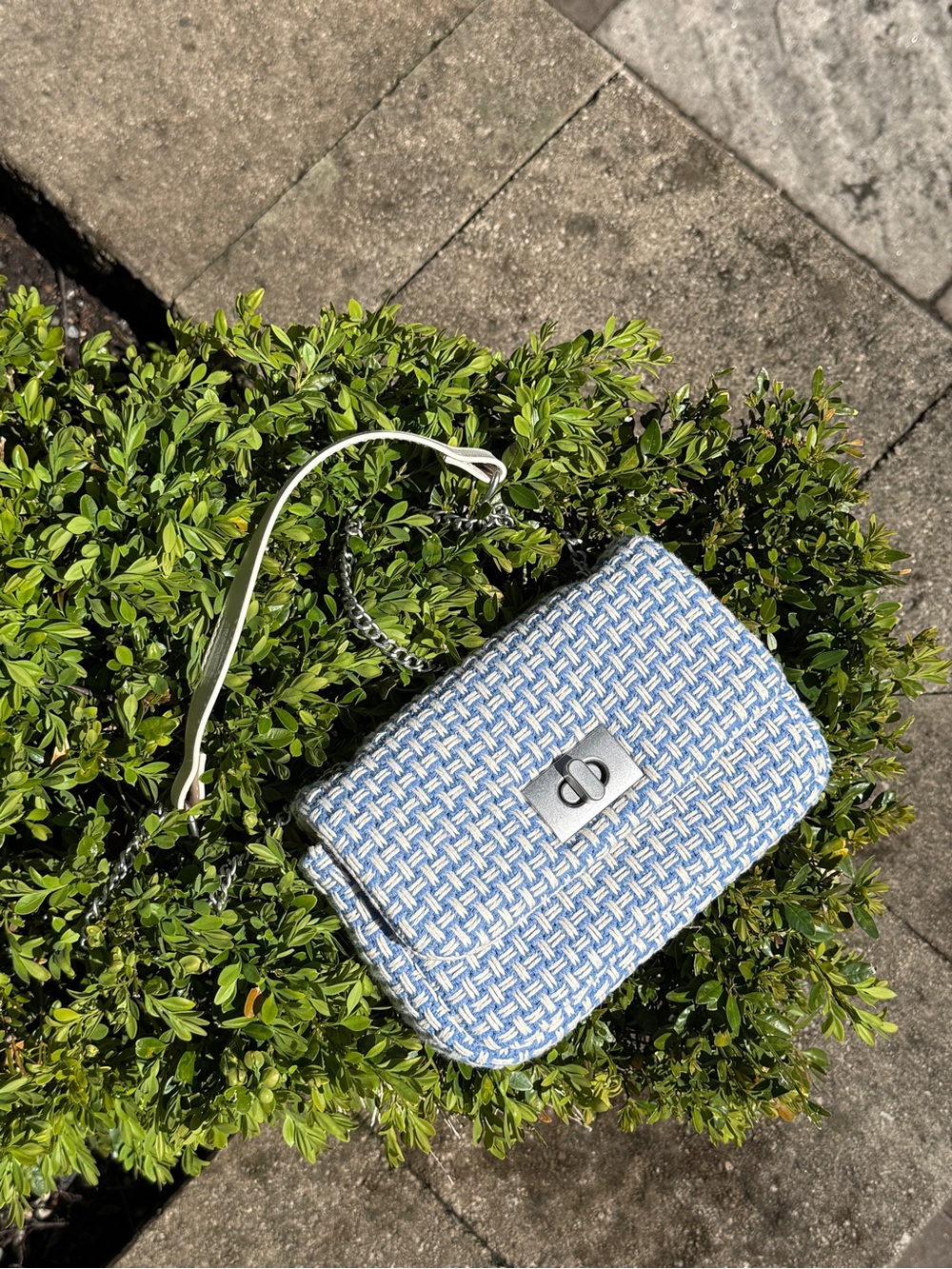 Blue and White Casual Shoulder Bag